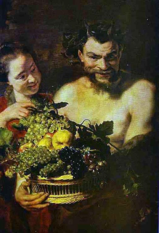 Jacob Jordaens Satyr and Girl with a Basket of Fruit Germany oil painting art